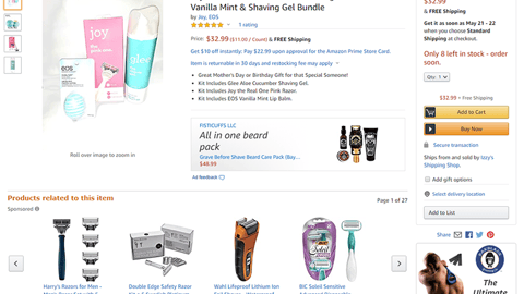 Amazon Joy + Glee, EOS Bundle Product Page